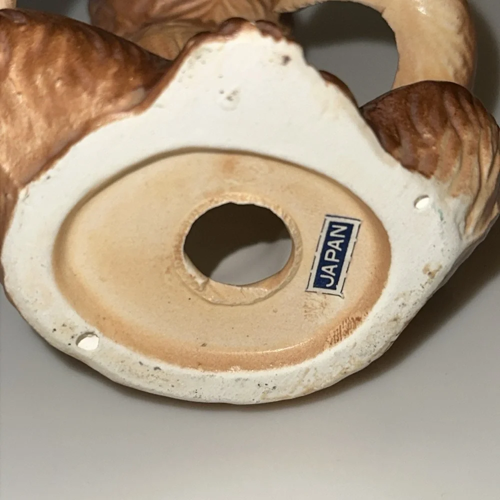 Vintage Ceramic Sitting Brown Bear Figurine Made in Japan
